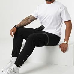 Meilleur prix 💯 Ensemble Tee 👚 Shirt Poche Pantalon Jogging F22-906T Noir Blanc de Classic Series 🔥