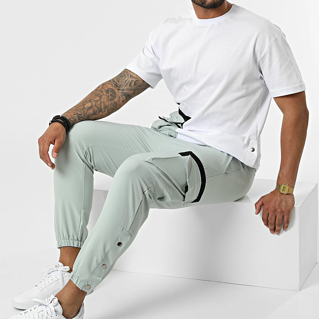 De gros 🥰 Ensemble Tee 👚 Shirt Poche Pantalon Jogging F22-906T Vert Blanc de Classic Series 🔔 3 De gros 🥰 Ensemble Tee 👚 Shirt Poche Pantalon Jogging F22-906T Vert Blanc de Classic Series 🔔