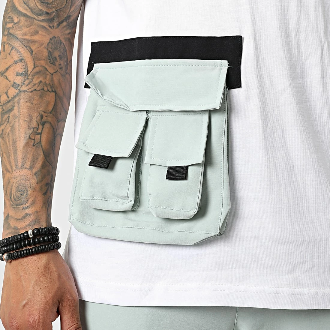 De gros 🥰 Ensemble Tee 👚 Shirt Poche Pantalon Jogging F22-906T Vert Blanc de Classic Series 🔔 4 De gros 🥰 Ensemble Tee 👚 Shirt Poche Pantalon Jogging F22-906T Vert Blanc de Classic Series 🔔 – Image 2