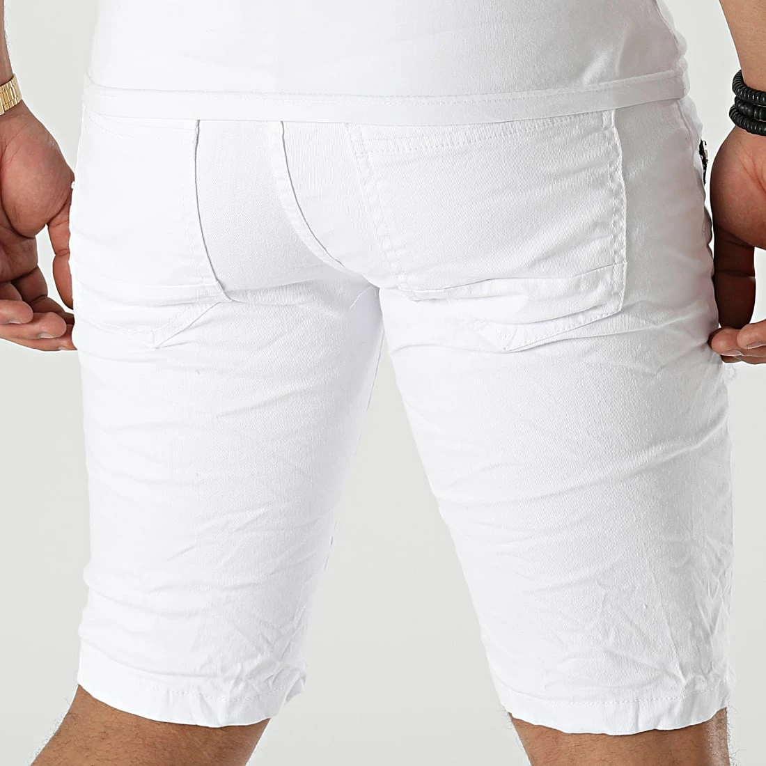 Nouveau ✨ Short Jean Slim E7788 Blanc de Classic Series 🌟 6 Nouveau ✨ Short Jean Slim E7788 Blanc de Classic Series 🌟 – Image 4