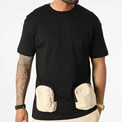 Nouveau 👏 Ensemble Tee 👚 Shirt Poche Et Pantalon Jogging F22-910T Noir Beige de Classic Series ✨ -Classic Series Soldes classic series 323740 F22 910T SIYAH BEJ 20220617T150933 03