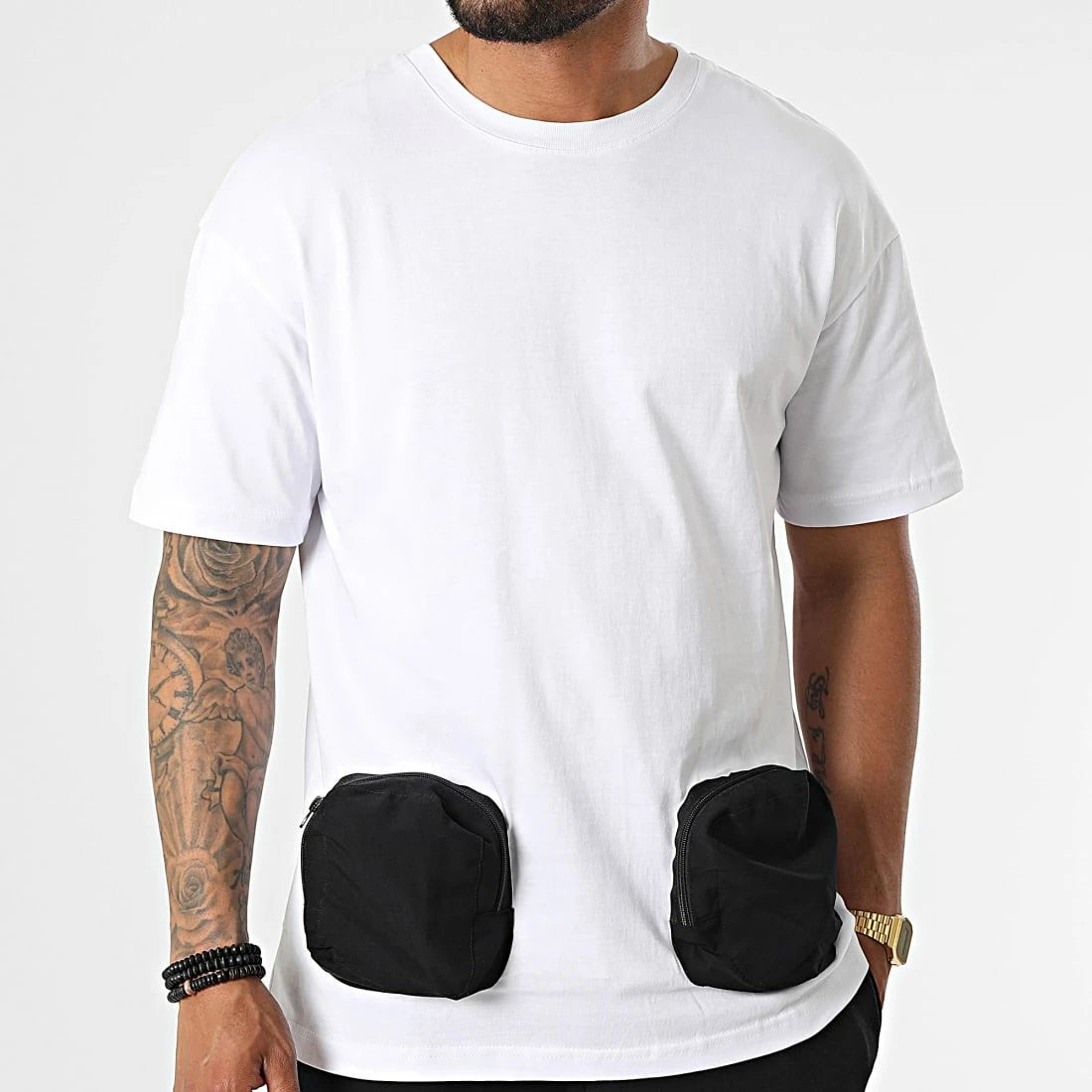 De gros 🎁 Ensemble Tee 👚 Shirt Poche Et Pantalon Jogging F22-910T Noir Blanc de Classic Series 🧨 5 De gros 🎁 Ensemble Tee 👚 Shirt Poche Et Pantalon Jogging F22-910T Noir Blanc de Classic Series 🧨 – Image 3