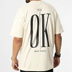 Bon marché 😀 Tee 👚 Shirt Oversize Large A Poche 22-Y111 Beige de Classic Series 🔥