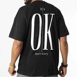 Meilleure vente ⌛ Tee 👕 Shirt Oversize Large A Poche 22-Y111 Noir de Classic Series 🌟