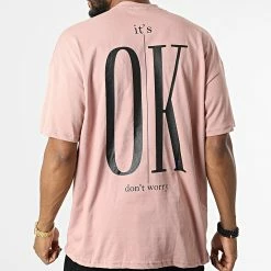 Offres ✨ Tee 👕 Shirt Oversize Large A Poche 22-Y111 Rose de Classic Series 😀