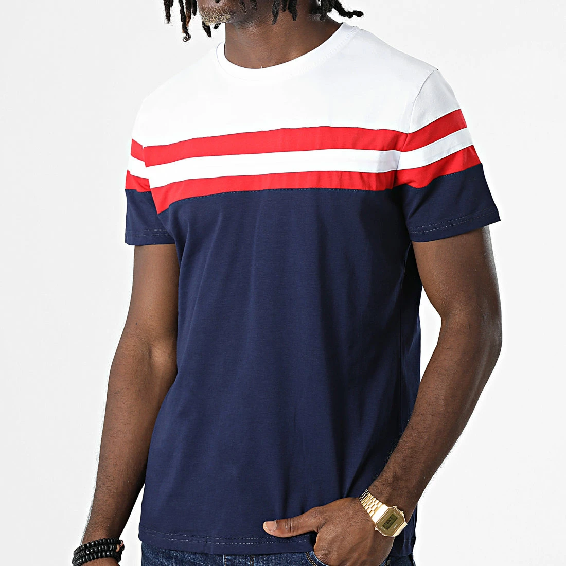 Nouveau ✨ Tee 👚 Shirt Tricolore 4058 Bleu Marine Blanc Rouge de Classic Series ⌛ 3 Nouveau ✨ Tee 👚 Shirt Tricolore 4058 Bleu Marine Blanc Rouge de Classic Series ⌛