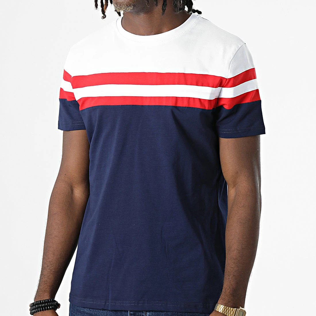 Nouveau ✨ Tee 👚 Shirt Tricolore 4058 Bleu Marine Blanc Rouge de Classic Series ⌛ 5 Nouveau ✨ Tee 👚 Shirt Tricolore 4058 Bleu Marine Blanc Rouge de Classic Series ⌛ – Image 3