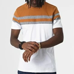 Remise 😍 Tee 👕 Shirt 4058 Blanc Camel Gris Chiné de Classic Series 🔥