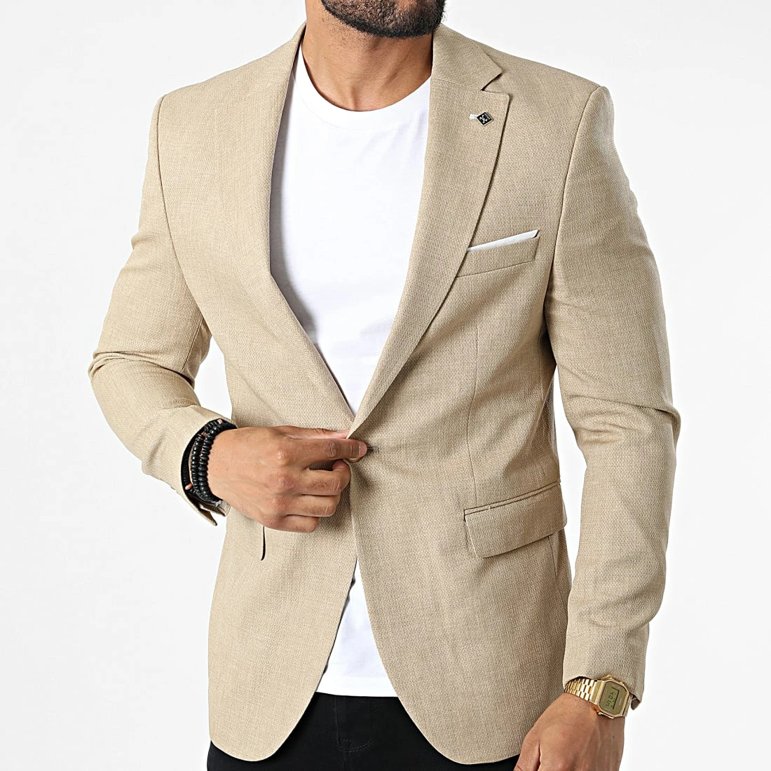 Promo 🔥 Veste Blazer X-6019 Beige de Classic Series 👏 5 Promo 🔥 Veste Blazer X-6019 Beige de Classic Series 👏 – Image 3