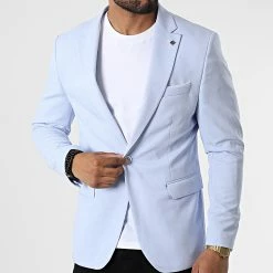 Nouveau ⌛ Veste Blazer X-6018 Bleu Clair de Classic Series 👏 -Classic Series Soldes classic series 325892 X 6018 CIEL 20220630T142034 03