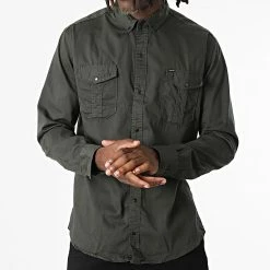 Promo ⌛ Chemise Manches Longues W-323 Vert Foncé de Classic Series 😀