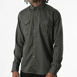 Promo ⌛ Chemise Manches Longues W-323 Vert Foncé de Classic Series 😀 -Classic Series Soldes classic series 325974 W 323 KAKI 20220701T152255 03