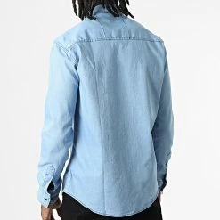 Meilleur prix ⭐ Chemise Jean Manches Longues Col Mao W-324 Bleu Denim Clair de Classic Series 🎉 -Classic Series Soldes classic series 325981 W 324 BLUE JEANS CLAIR 20220701T150513 04