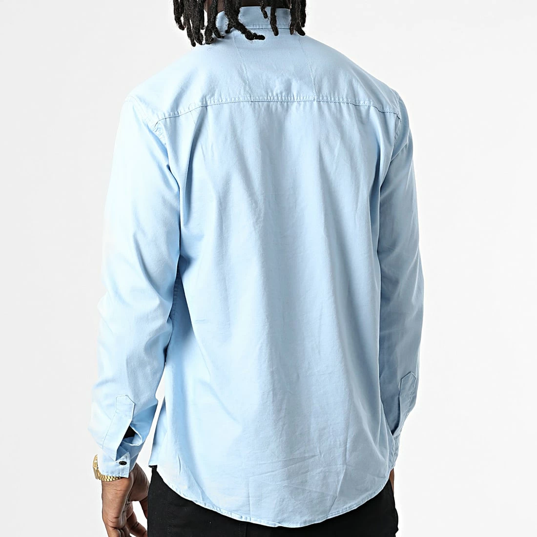 Grosses soldes 🤩 Chemise Manches Longues Col Mao W-324 Bleu Clair de Classic Series ❤️ 6 Grosses soldes 🤩 Chemise Manches Longues Col Mao W-324 Bleu Clair de Classic Series ❤️ – Image 4