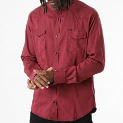 Meilleure vente ✨ Chemise Manches Longues Col Mao W-324 Bordeaux de Classic Series 🎁