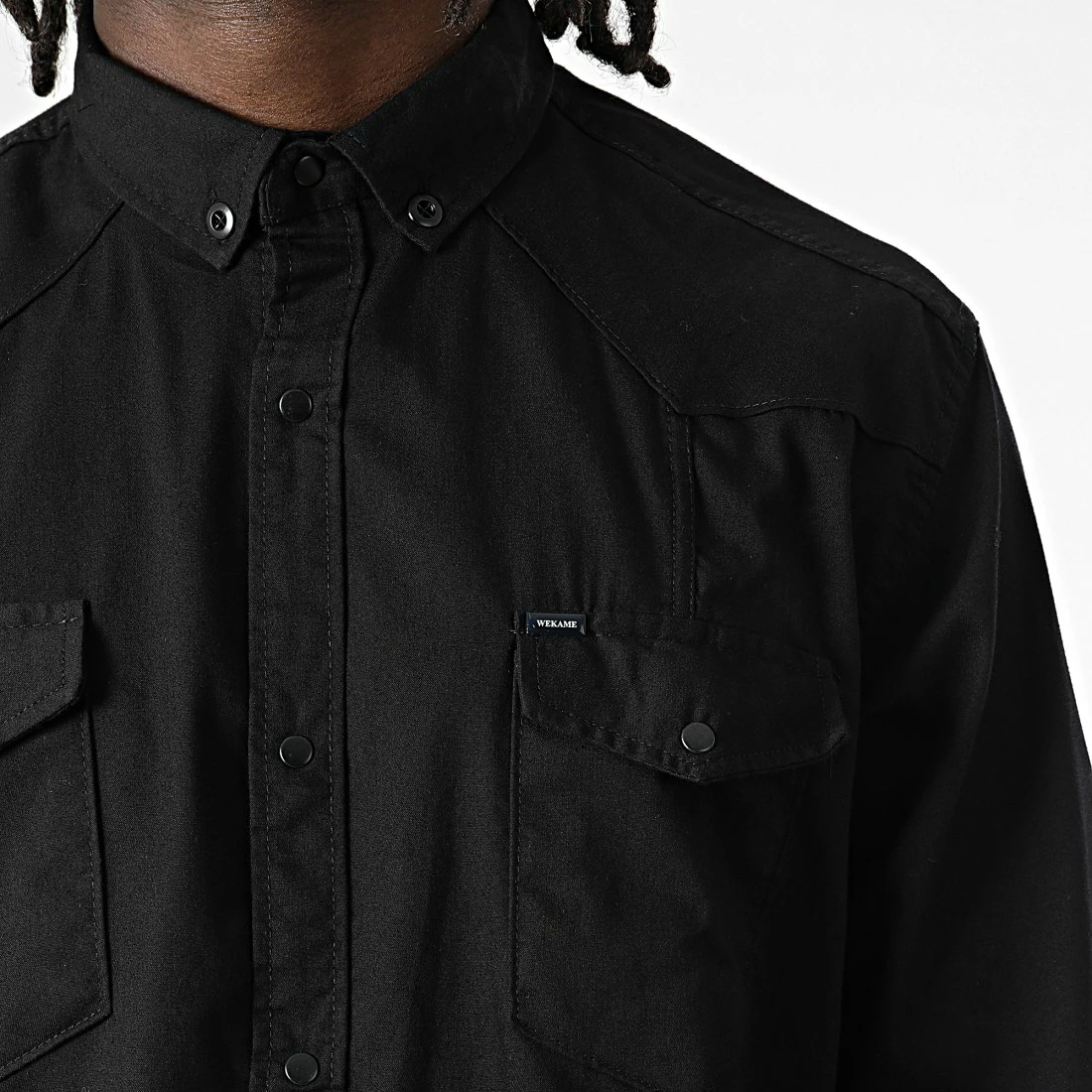 Offres 🎉 Chemise Manches Longues Col Mao W-324 Noir de Classic Series 😍 4 Offres 🎉 Chemise Manches Longues Col Mao W-324 Noir de Classic Series 😍 – Image 2