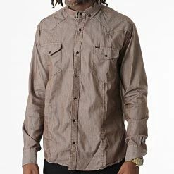 Le moins cher 🔔 Chemise Manches Longues Col Mao W-324 Marron Foncé de Classic Series 🛒 -Classic Series Soldes classic series 326013 W 324 MARRON 20220701T152153 03