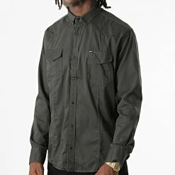 De gros 🤩 Chemise Manches Longues Col Mao W-324 Vert Foncé de Classic Series ✨ -Classic Series Soldes classic series 326015 W 324 KAKI 20220701T152235 03