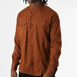 Top 10 😉 Chemise Manches Longues Col Mao W-324 Marron de Classic Series ✨