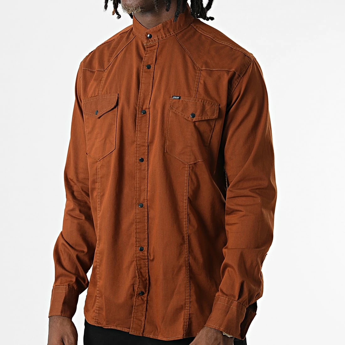 Top 10 😉 Chemise Manches Longues Col Mao W-324 Marron de Classic Series ✨ 3 Top 10 😉 Chemise Manches Longues Col Mao W-324 Marron de Classic Series ✨