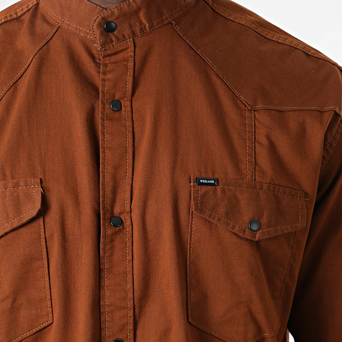 Top 10 😉 Chemise Manches Longues Col Mao W-324 Marron de Classic Series ✨ 4 Top 10 😉 Chemise Manches Longues Col Mao W-324 Marron de Classic Series ✨ – Image 2