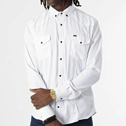 Acheter 👍 Chemise Manches Longues Col Mao W-324 Blanc de Classic Series 👍