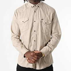 Le moins cher 🎁 Chemise Manches Longues Col Mao W-324 Beige de Classic Series 🛒