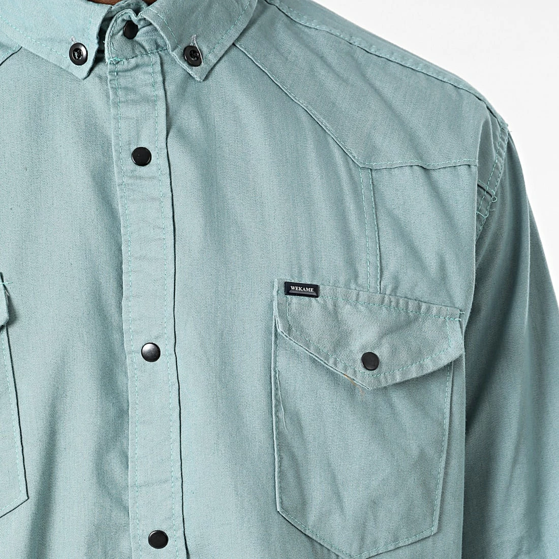 De gros 😍 Chemise Manches Longues Col Mao W-324 Bleu Vert Clair de Classic Series 🛒 4 De gros 😍 Chemise Manches Longues Col Mao W-324 Bleu Vert Clair de Classic Series 🛒 – Image 2