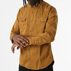 Budget 🎁 Chemise Manches Longues Col Mao W-324 Moutarde Foncé de Classic Series ✔️ -Classic Series Soldes classic series 326030 W 324 MOUTARDE 20220701T152135 03