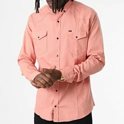 Sortie 🔥 Chemise Manches Longues Col Mao W-324 Rose de Classic Series 😍