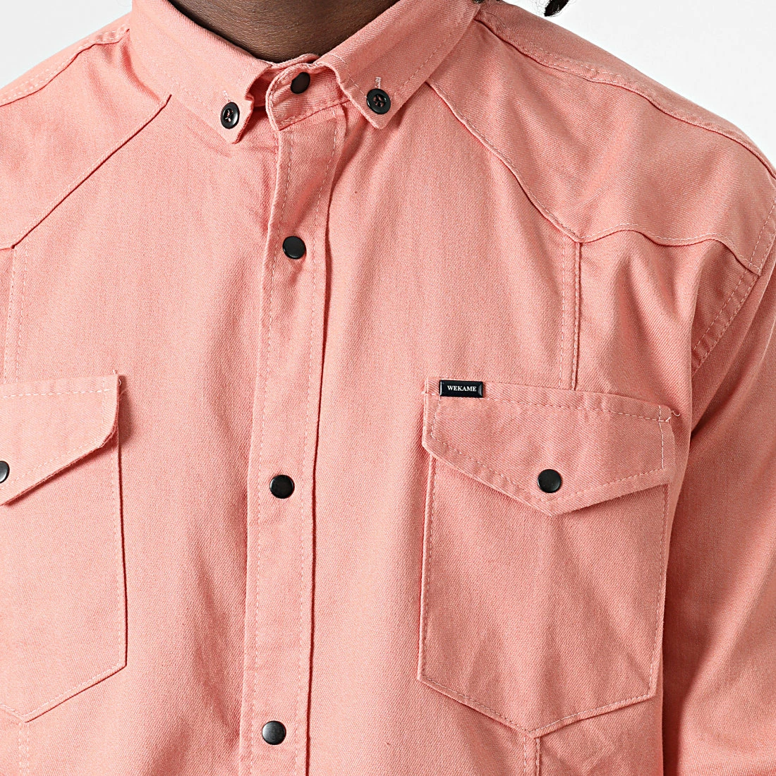 Sortie 🔥 Chemise Manches Longues Col Mao W-324 Rose de Classic Series 😍 4 Sortie 🔥 Chemise Manches Longues Col Mao W-324 Rose de Classic Series 😍 – Image 2