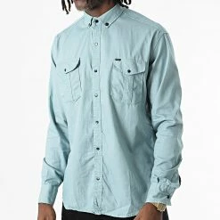 Sortie 🧨 Chemise Manches Longues W-323 Bleu Vert Clair de Classic Series ❤️ -Classic Series Soldes classic series 326046 W 323 VERT DEAU 20220701T150402 03