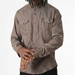 Bon marché 😀 Chemise Manches Longues W-323 Marron Foncé de Classic Series 🔔