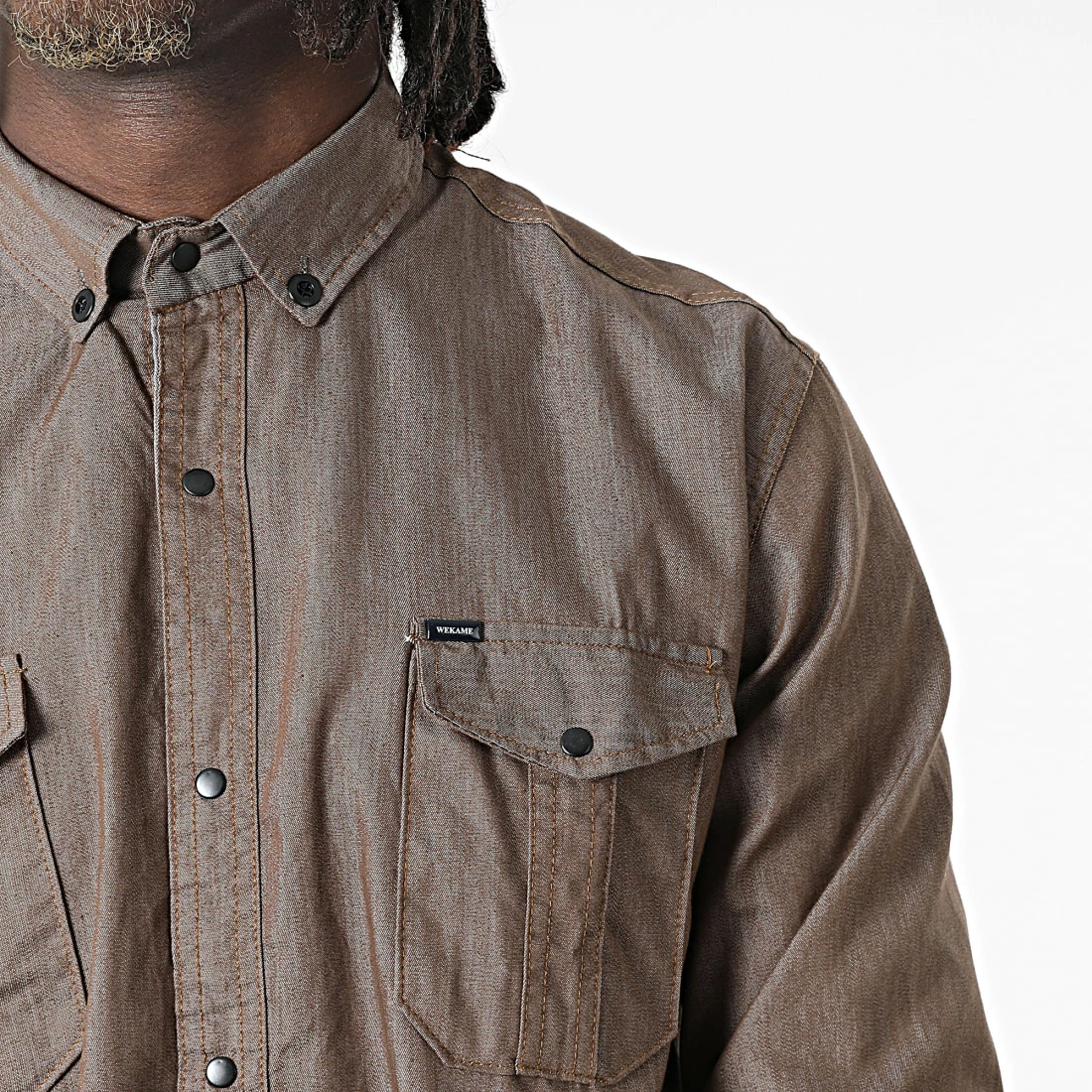 Bon marché 😀 Chemise Manches Longues W-323 Marron Foncé de Classic Series 🔔 4 Bon marché 😀 Chemise Manches Longues W-323 Marron Foncé de Classic Series 🔔 – Image 2