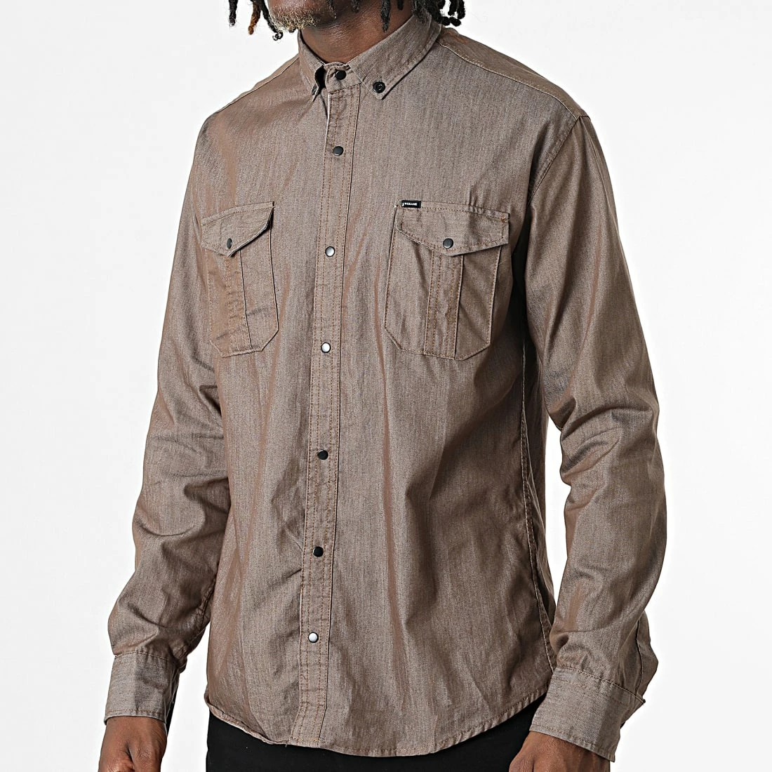 Bon marché 😀 Chemise Manches Longues W-323 Marron Foncé de Classic Series 🔔 5 Bon marché 😀 Chemise Manches Longues W-323 Marron Foncé de Classic Series 🔔 – Image 3