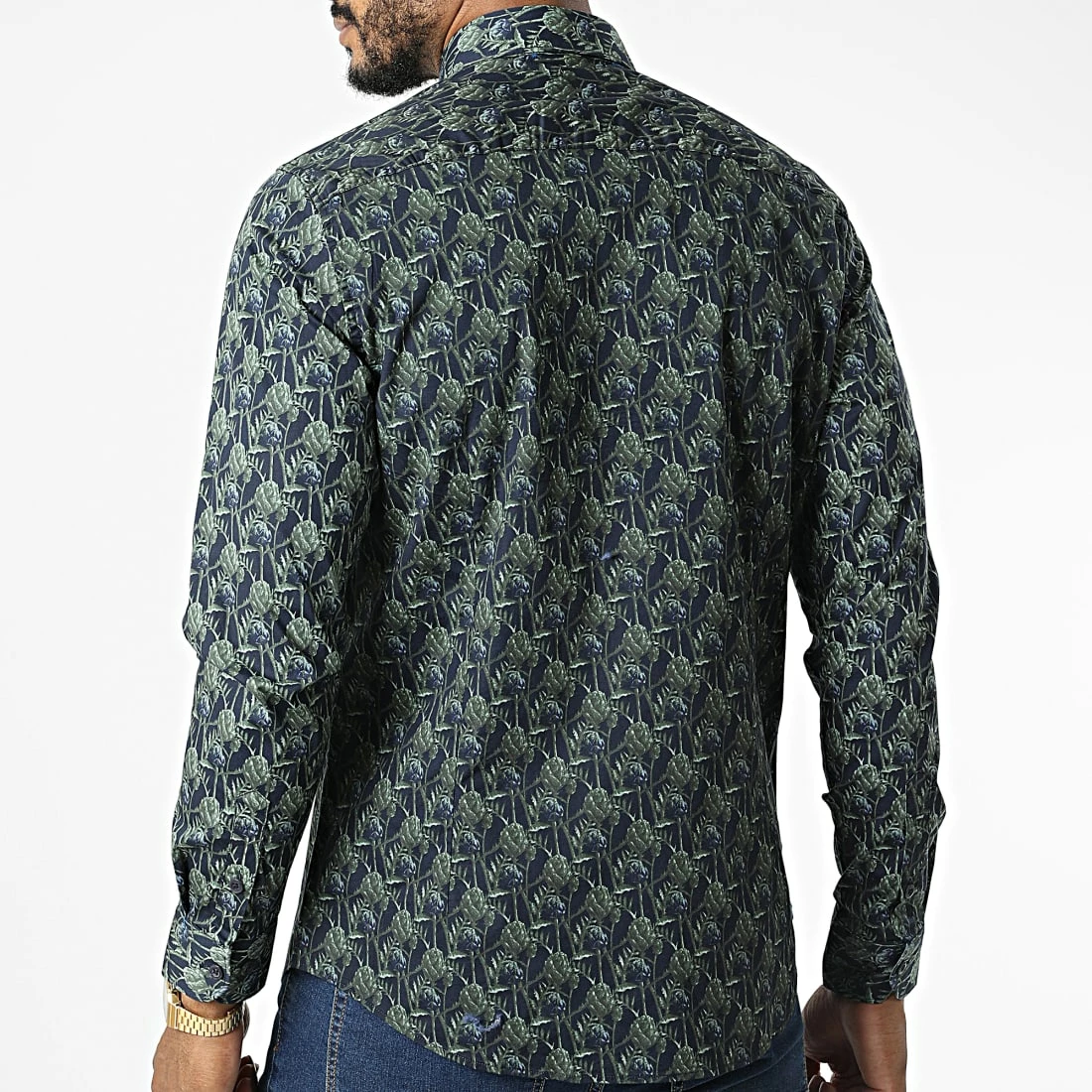 Meilleure vente ❤️ Chemise Manches Longues 7712 Bleu Marine Vert Floral de Classic Series 🎉 6 Meilleure vente ❤️ Chemise Manches Longues 7712 Bleu Marine Vert Floral de Classic Series 🎉 – Image 4