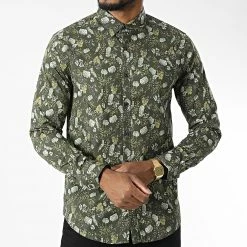 De gros ✔️ Chemise Manches Longues 7711 Vert Kaki Floral de Classic Series 🛒 -Classic Series Soldes classic series 328433 7710SOS GREEN 20220720T152041 03