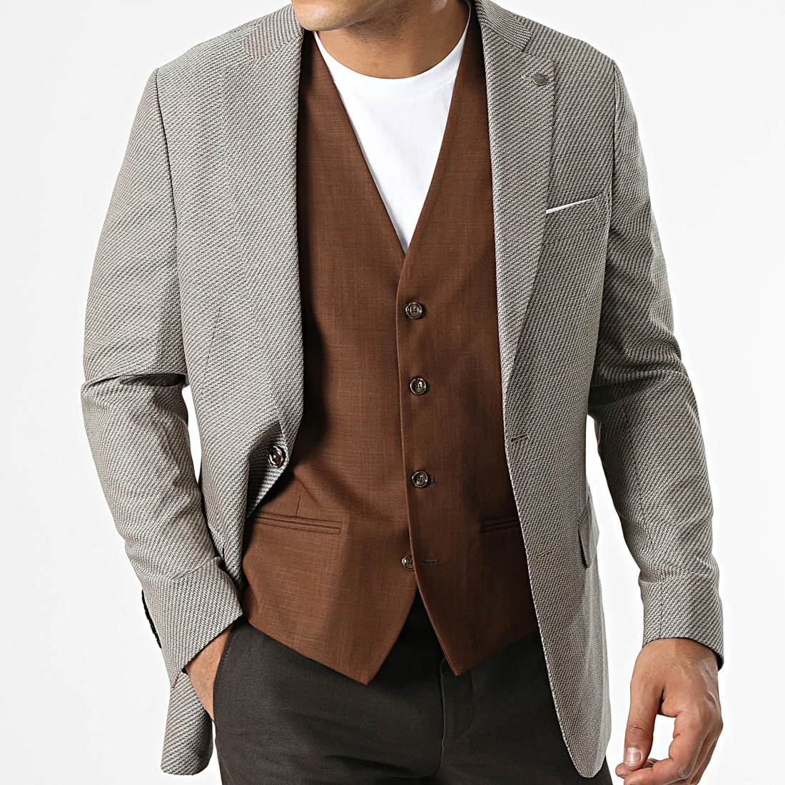 Promo 🎉 Ensemble Costume 3 Pièces 11489 Beige Camel Marron de Classic Series 👏 4 Promo 🎉 Ensemble Costume 3 Pièces 11489 Beige Camel Marron de Classic Series 👏 – Image 2