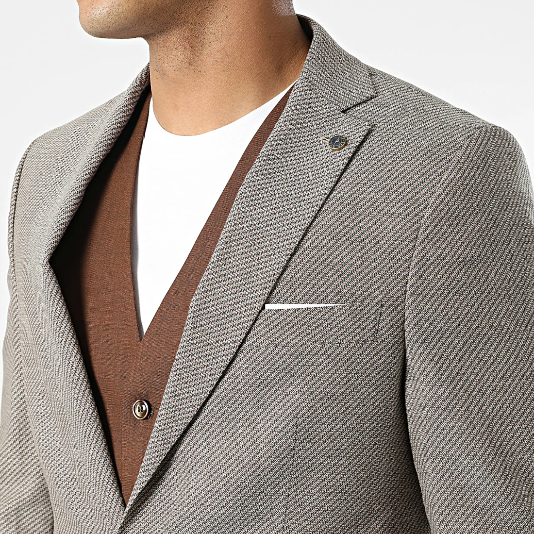 Promo 🎉 Ensemble Costume 3 Pièces 11489 Beige Camel Marron de Classic Series 👏 5 Promo 🎉 Ensemble Costume 3 Pièces 11489 Beige Camel Marron de Classic Series 👏 – Image 3