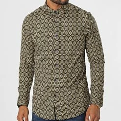 De gros 😍 Chemise Manches Longues 7716 Noir Jaune de Classic Series 😉