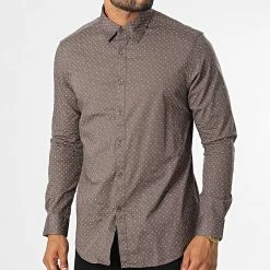 Sortie ❤️ Chemise Manches Longues 7717 Marron de Classic Series 😍