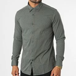 Promo ⌛ Chemise Manches Longues 7718 Vert Kaki de Classic Series 🤩