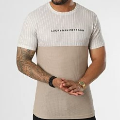 Budget 🧨 Tee 👕 Shirt A Rayures LM479 Beige de Classic Series 🔥 -Classic Series Soldes classic series 329435 LM479 BEJ 20220728T144347 03