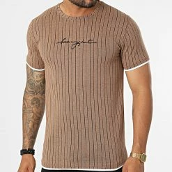 De gros 👍 Tee 👚 Shirt A Rayures LM278 Camel de Classic Series ⭐