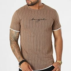 De gros 👍 Tee 👚 Shirt A Rayures LM278 Camel de Classic Series ⭐ -Classic Series Soldes classic series 329436 LM278 TABAC 20220728T144327 03