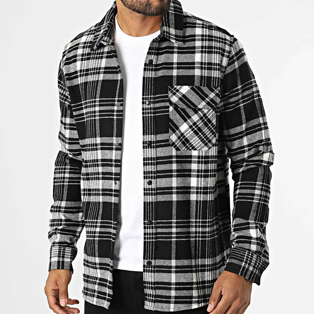 Offres 👏 Chemise Manches Longues A Carreaux H70028M11054A Noir Blanc de Classic Series 👍 5 Offres 👏 Chemise Manches Longues A Carreaux H70028M11054A Noir Blanc de Classic Series 👍 – Image 3