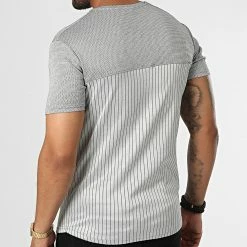De gros 🌟 Tee 👕 Shirt A Rayures LM471 Gris Clair de Classic Series 🎁 -Classic Series Soldes classic series 329612 LM471 GRI 20220728T144643 04