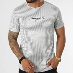 Acheter ❤️ Tee 👕 Shirt A Rayures LM463 Gris de Classic Series 🔔 -Classic Series Soldes classic series 329613 LM463 GRI 20220728T144622 03