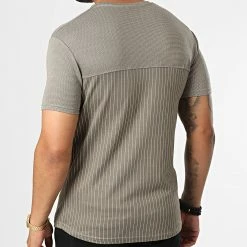 Budget 👍 Tee 👕 Shirt A Rayures LM471 Taupe de Classic Series ✨ -Classic Series Soldes classic series 329632 LM471 VIZON 20220728T095803 04