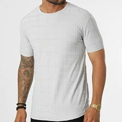 Vente flash 🎁 Tee 👕 Shirt A Carreaux LM369 Gris de Classic Series ❤️